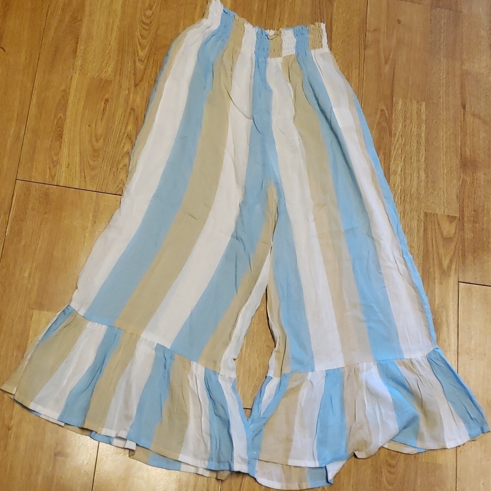 NWT Cool Change ruffle hem striped pants s…